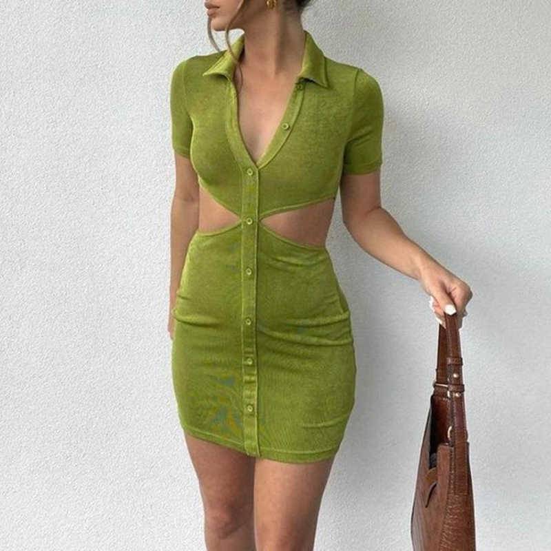 Sexy Dress Women Summer Lapel Hollow Out Exposed Waist Short Sleeve Single Breasted Wrap Hips Party Mini Vestidos 210526, Pink
Sexy Dress Women Summer Lapel Hollow Out Exposed Waist Short Sleeve Single Breasted Wrap Hips Party Mini Vestidos 210526, Pink