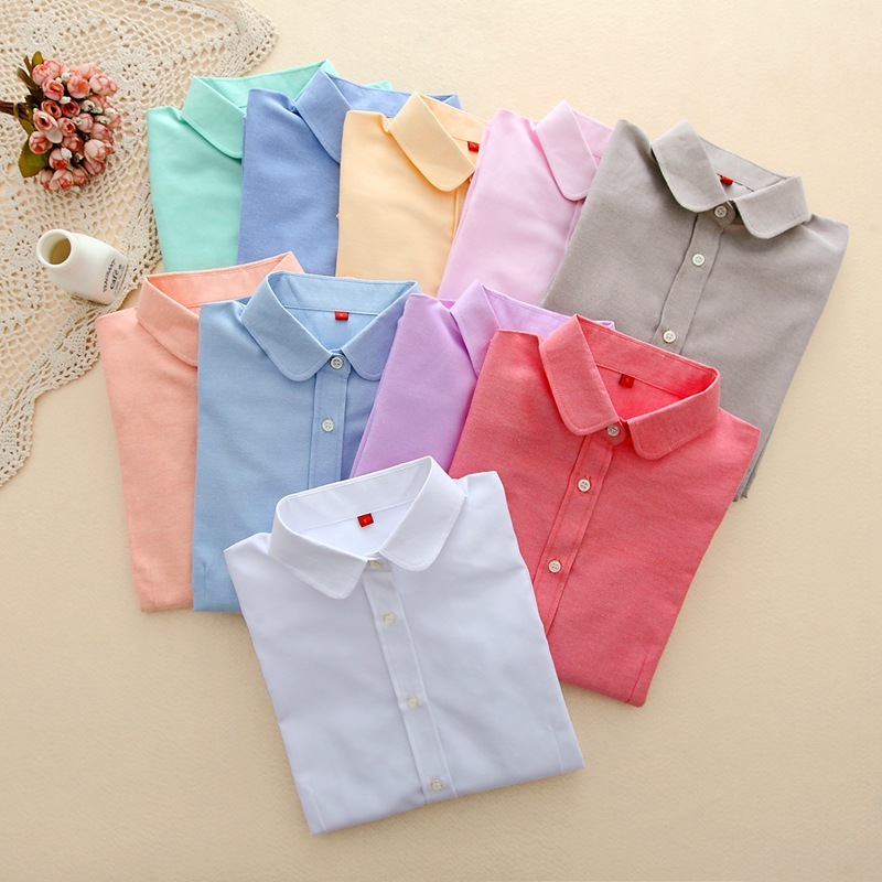 FEKEHA Women Blouses Long Sleeve Cotton Oxford Ladies Tops Office Long Sleeve Shirts Women Blusas Camisas Mujer 210225