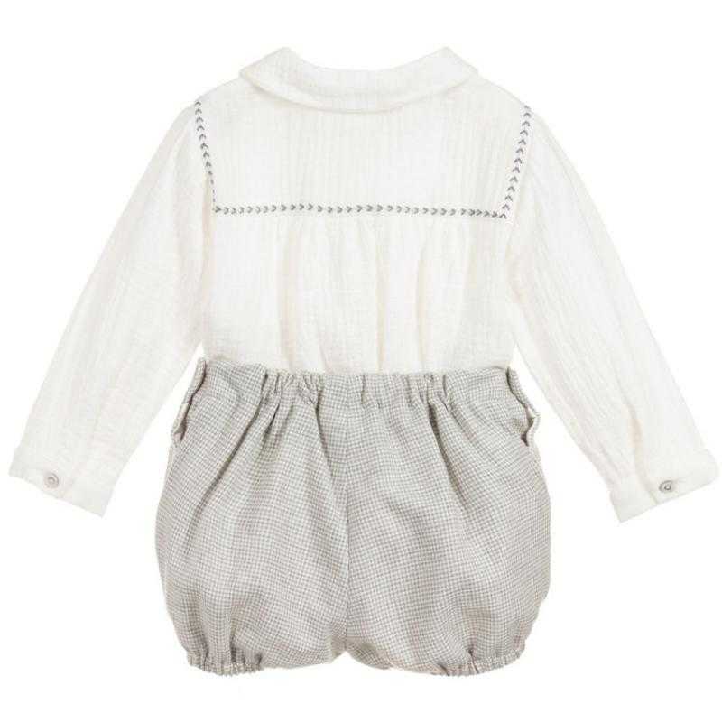 Toddler Boys Boutique Clothes Set Baby Autumn Clothing Suit Children Long Sleeve White Shirt + Short Pants Kids Spanish Outfits 210615