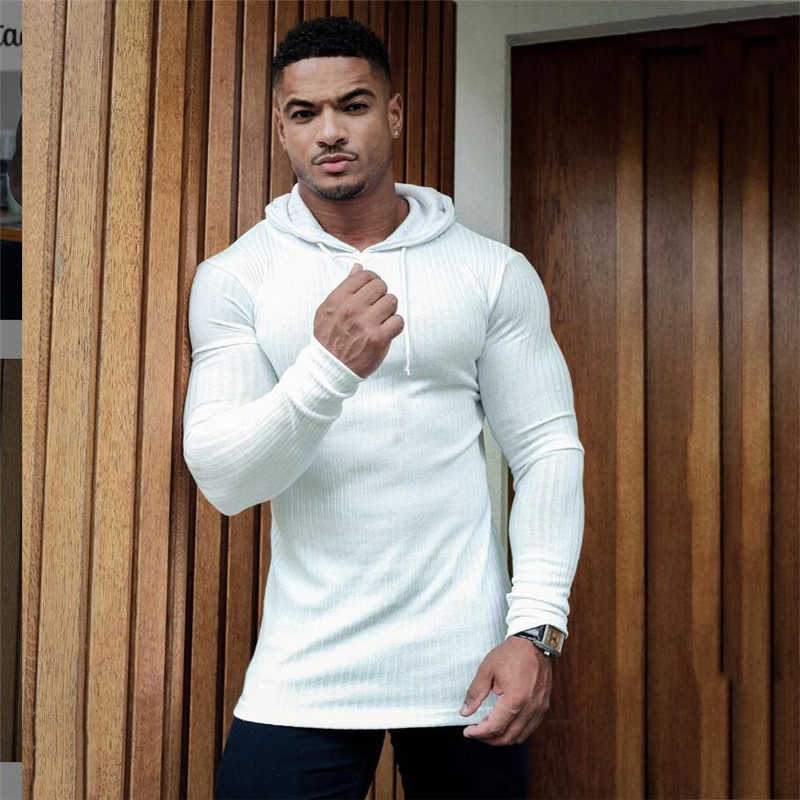 Men's Long Sleeve Hooded Sweaters Spring Autumn Pullovers T Shirt Simple Round Collar Clothing Slim Casual Loose Male Shirts 210629