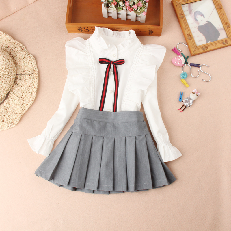 Arrival Girls Blouses Fall Children Clothes White Mandarin Collar Blouse for Back To School Shirts Teen Kids Tops 220314
