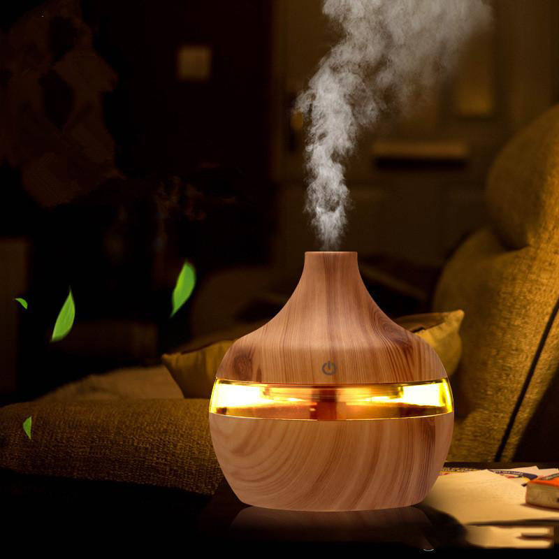 300ml Essential Oil Diffuser Ultra humidifier USB Electric Wood Grain Cool Mist Diffusers air purifiers with 7 LED color light