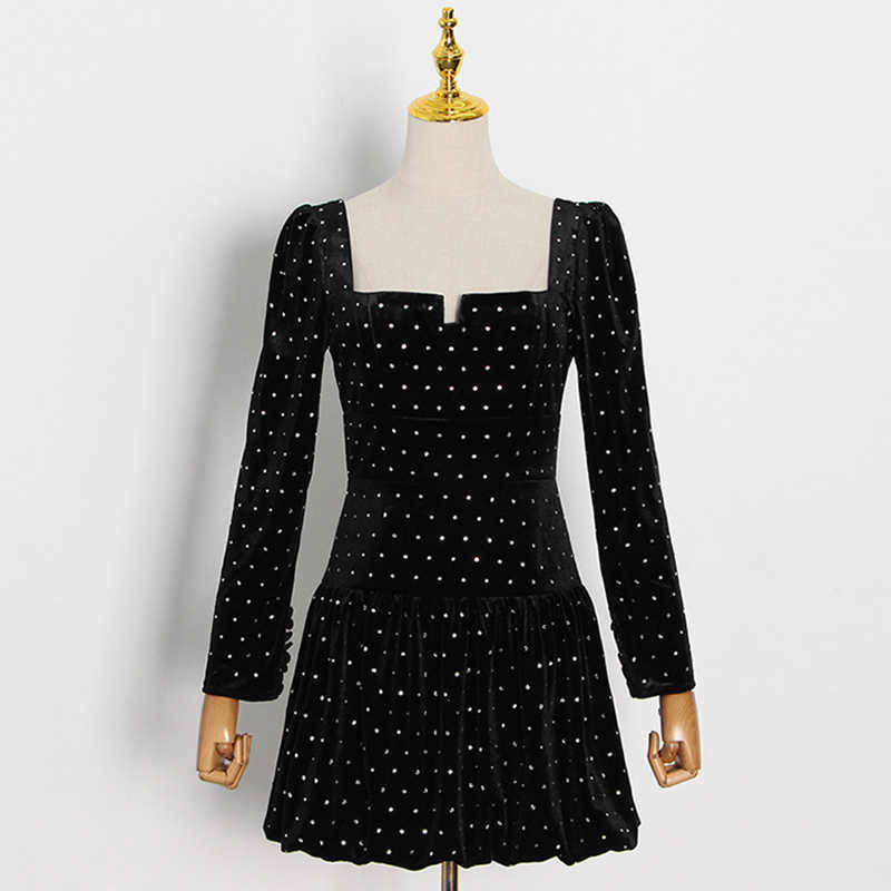 HIGH STREET Fashion Spring Runway Dress Women' Sexy Square Collar Long Sleeve Solid Color Diamond Short 210526, Blue
HIGH STREET Fashion Spring Runway Dress Women' Sexy Square Collar Long Sleeve Solid Color Diamond Short 210526, Blue