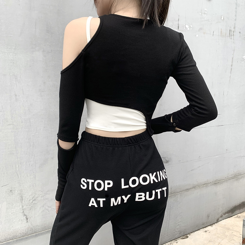 Streetwear Slim Knitt Two Pieces Tops Women One shoulder Splice Long Sleeve Tshirt And Sexy Solid Irregular Tank Top, White
Streetwear Slim Knitt Two Pieces Tops Women One shoulder Splice Long Sleeve Tshirt And Sexy Solid Irregular Tank Top, White