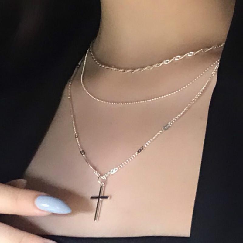 Pendant Necklaces Multi-Layer Gold Cross Chain Necklace Punk Women's Fashion Beads Choker Ladies Party Goth Jewelry Girl Gift
Pendant Necklaces Multi-Layer Gold Cross Chain Necklace Punk Women's Fashion Beads Choker Ladies Party Goth Jewelry Girl Gift