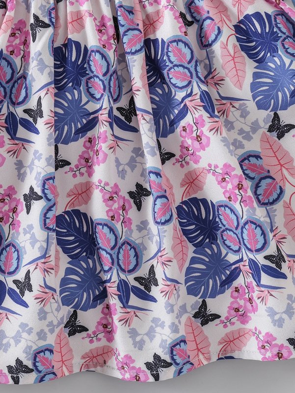 Baby Butterfly & Tropical Print 2 In 1 Dress SHE