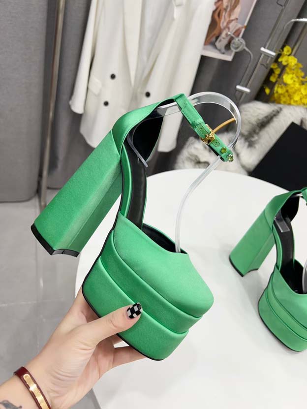 Moda Europea E Americana 2022 Scarpe Eleganti Hardware Fibbia Posteriore Ultra Tacco Alto Strass Seta 15 Cm Scarpe Da Festa Da Donna Grandi 35-42 Sc-image