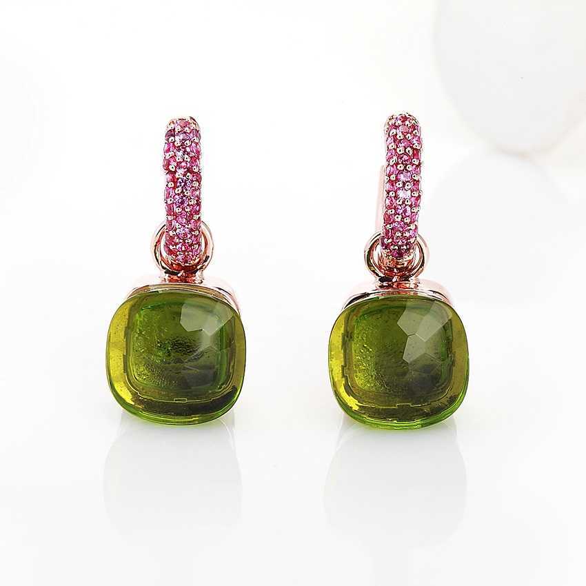 FORIS 14 Colors Fashion Rose Gold Color Pink Zircon Earrings For Women Gift Fine Jewelry 210624