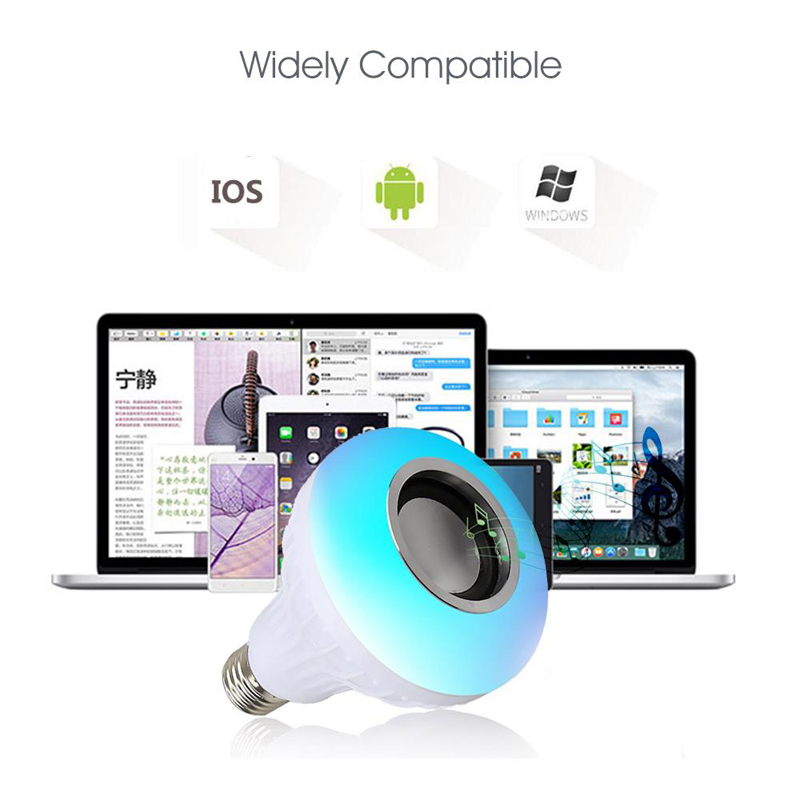 E27 Smart Light Bulb Led RGB with Wireless Bluetooth Speaker Bulb 2 in 1 white Lamp Light Music Player Dimmable and Remote Controller
