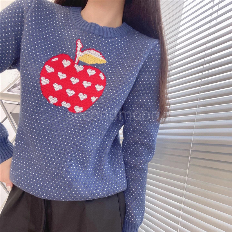 Autumn Winter Womens Sweaters Designer Fashion Long Sleeve Sweater Apple Print Pullove Men Women Loose Clothing, White;black
Autumn Winter Womens Sweaters Designer Fashion Long Sleeve Sweater Apple Print Pullove Men Women Loose Clothing, White;black