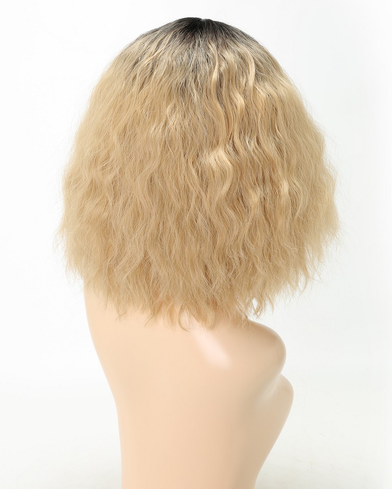 Elegant Short Blond Wavy High termperature Hair Wig for Women