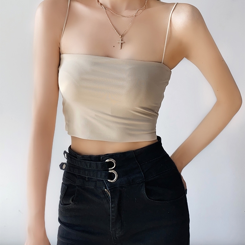 BRADELY MICHELLE 2021 Summer Women's Crop Top Sexy Elastic Cotton Camis sleeveless Short Tank Top Bar 210308
