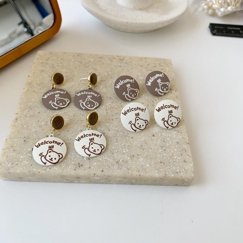 Dangle & Chandelier AOMU Korean Fashion Retro Brown Beige Cartoon Bear Welcome Earrings Cute Sweet Round Letter Drop For Women Accessories, Silver
Dangle & Chandelier AOMU Korean Fashion Retro Brown Beige Cartoon Bear Welcome Earrings Cute Sweet Round Letter Drop For Women Accessories, Silver
