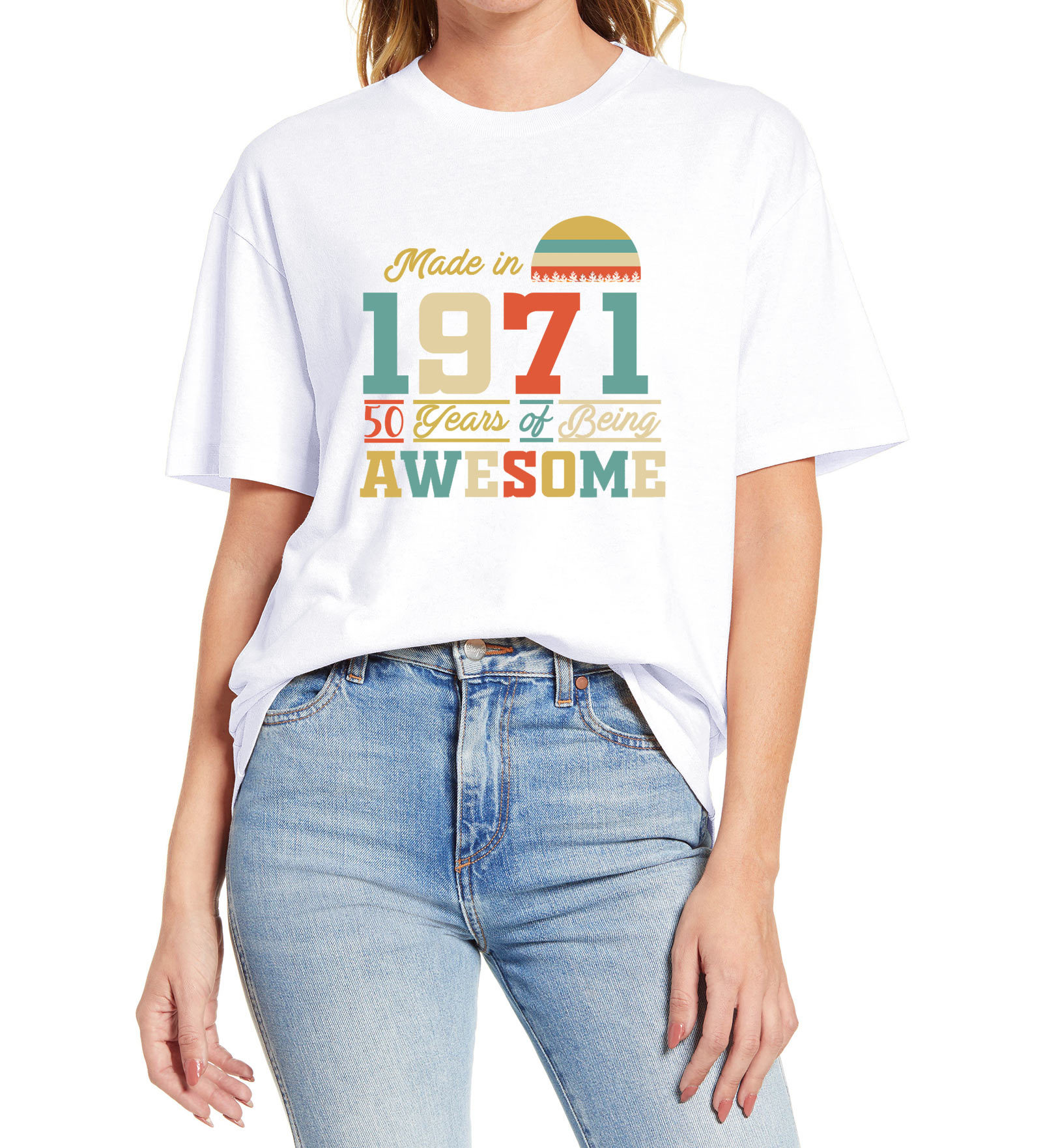 1971 tshirts 50 Years of Being Awesome 50th Birthday Gifts for Women And Mens Funny Unisex Gift T Shirt Cotton Tee XS-3XL 210306