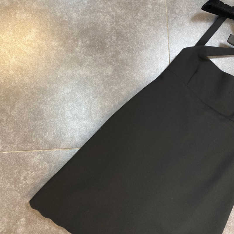 DEAT Spring Arrivals Black Cross Bow Waist Dark Little Women Temperament Loose Fashion A-line Dress MZ786 210709