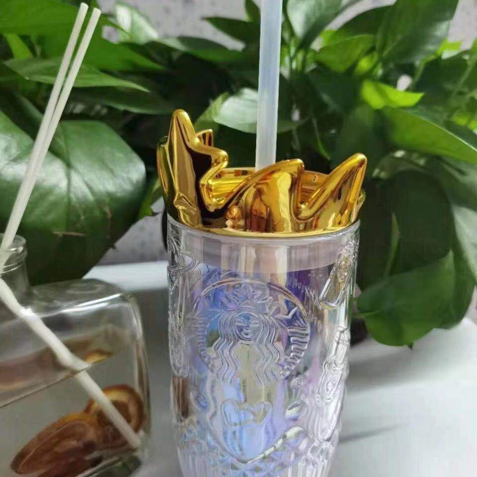 400ML to 500ML 2021 Limited Edition Mugs Valentine's Day Symphony Crown Glass Cup with Straw Accompanying Cups3564022