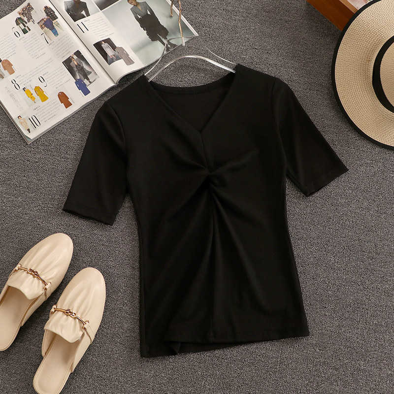 DEAT Women V-neck Short Sleeve Pleated Asymmetrical Skirt Short Two Piece Set Fashion Temperament Spring Summer 11D775 210709