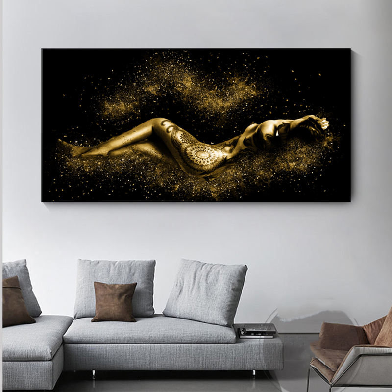 Abstract Sexy Gold Woman Body Pictures Canvas Painting Wall Art For Living Room Home Decoration Posters And Prints