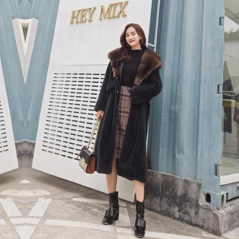 Women's Fur & Faux The 2021 Purple Mink Coat Hat Danish Velvet Female Long Whole