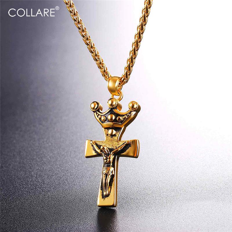 Pendant Necklaces Collare Crown Jesus INRI Cross Gold/Black Color Stainless Steel Men Christian Jewelry Piece Necklace Women P110, Silver
Pendant Necklaces Collare Crown Jesus INRI Cross Gold/Black Color Stainless Steel Men Christian Jewelry Piece Necklace Women P110, Silver