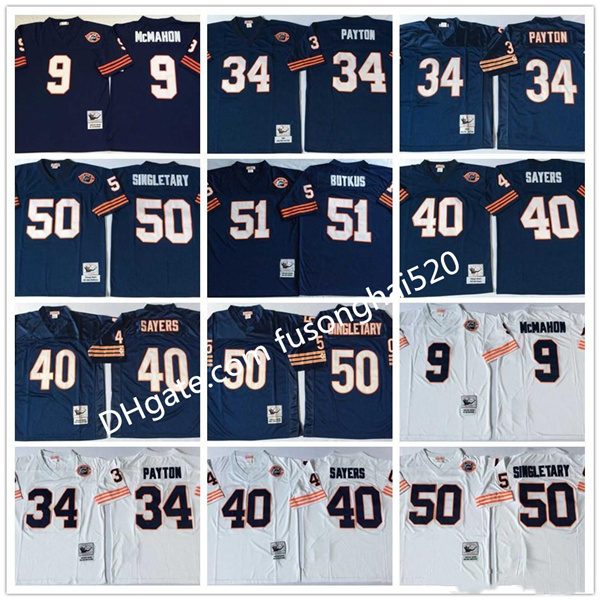 Vintage Men 34 Walter Payton 40 Gale Sayers 50 Mike Singletary 51 Dick Butkus 9 Jim McMahon Navy Blue White Home Away College Jerseys
Vintage Men 34 Walter Payton 40 Gale Sayers 50 Mike Singletary 51 Dick Butkus 9 Jim McMahon Navy Blue White Home Away College Jerseys
