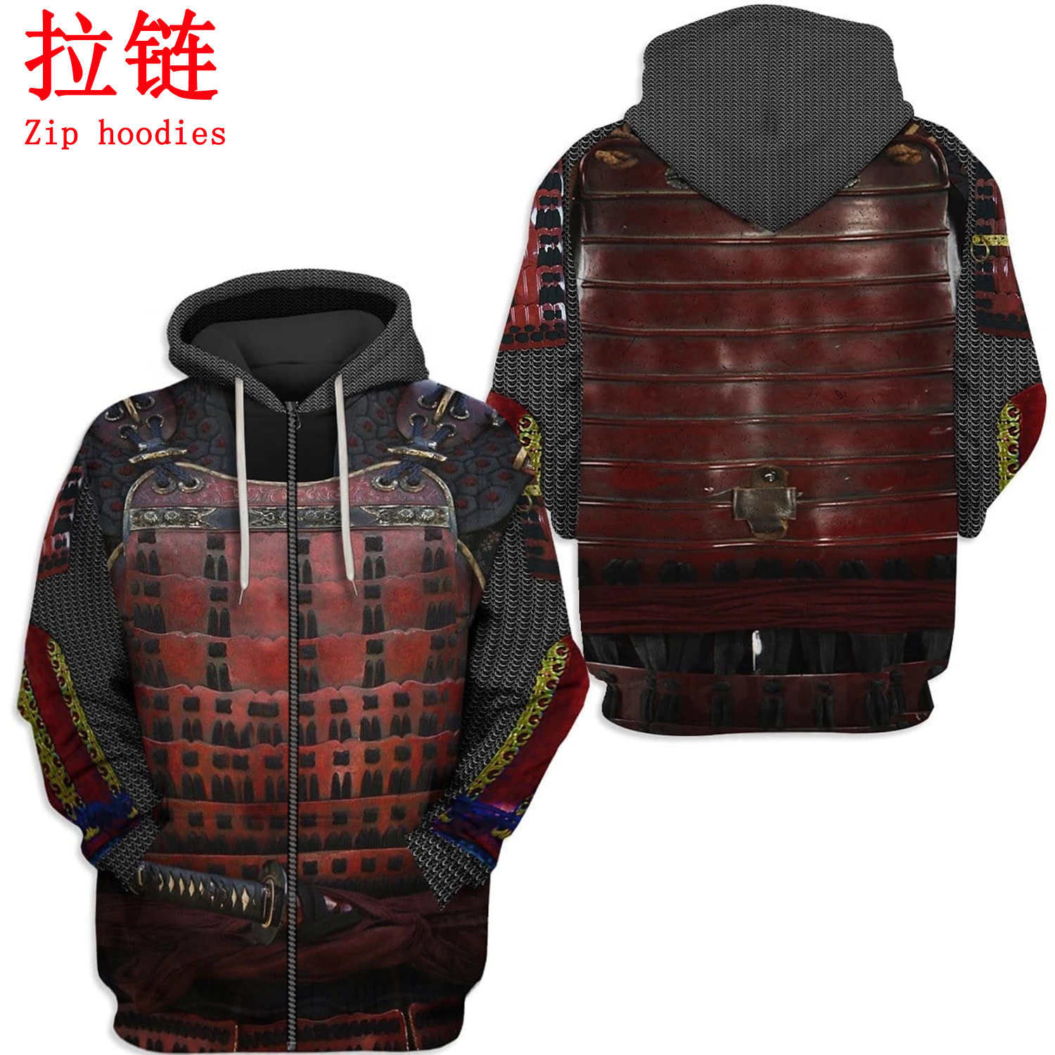 Cosplay Fashion Men Hoodie The Last Samurai armor 3D Printed Harajuku Sweatshirt Unisex Casual Pullover sudadera hombre KJ078 201020