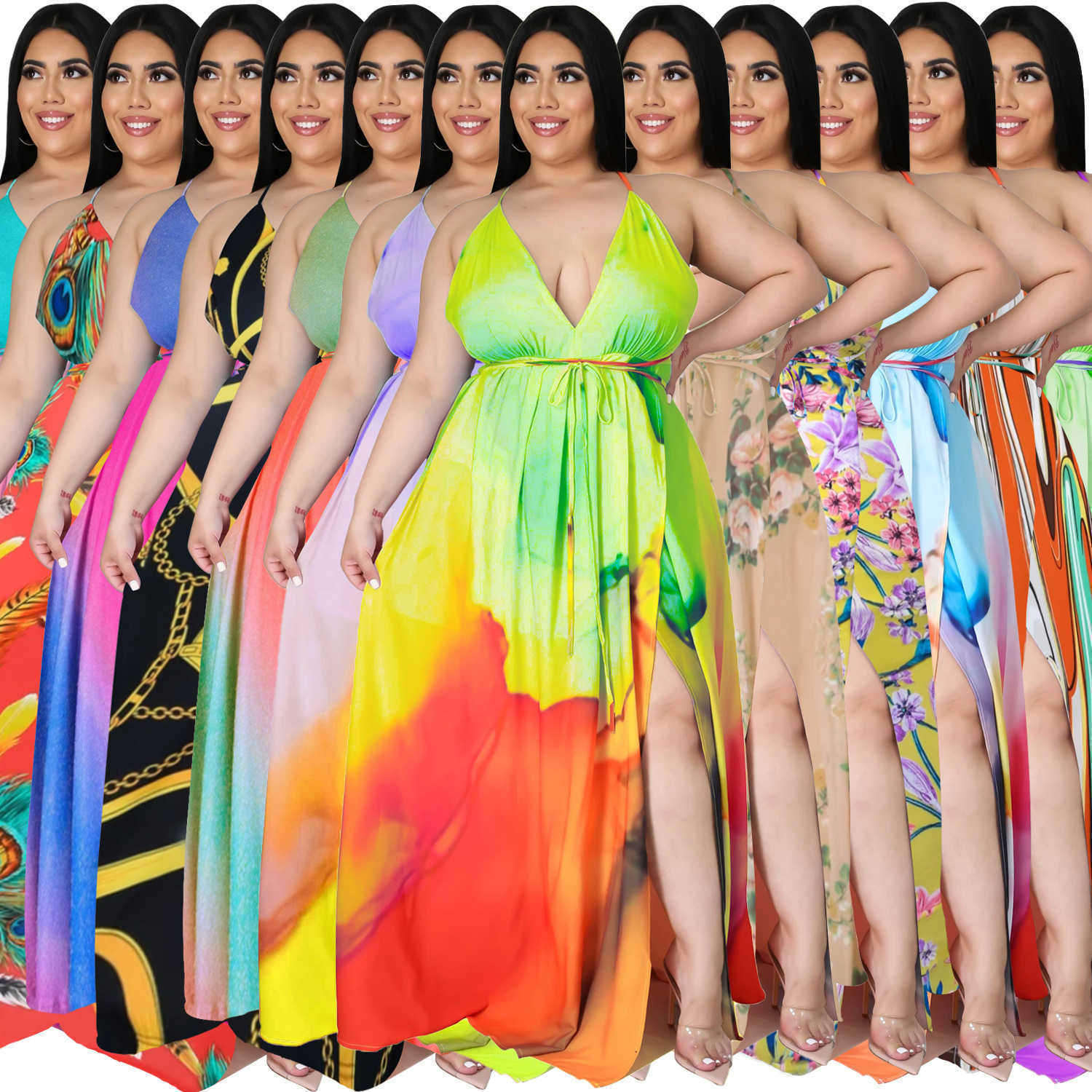 5XL Summer Sexy Women Plus Size Dresses Fashion Tie-Dye Printed Deep V Open Back Split Gradient Floral Dress Ladies Summer Casual Clothes, #10
5XL Summer Sexy Women Plus Size Dresses Fashion Tie-Dye Printed Deep V Open Back Split Gradient Floral Dress Ladies Summer Casual Clothes, #10
