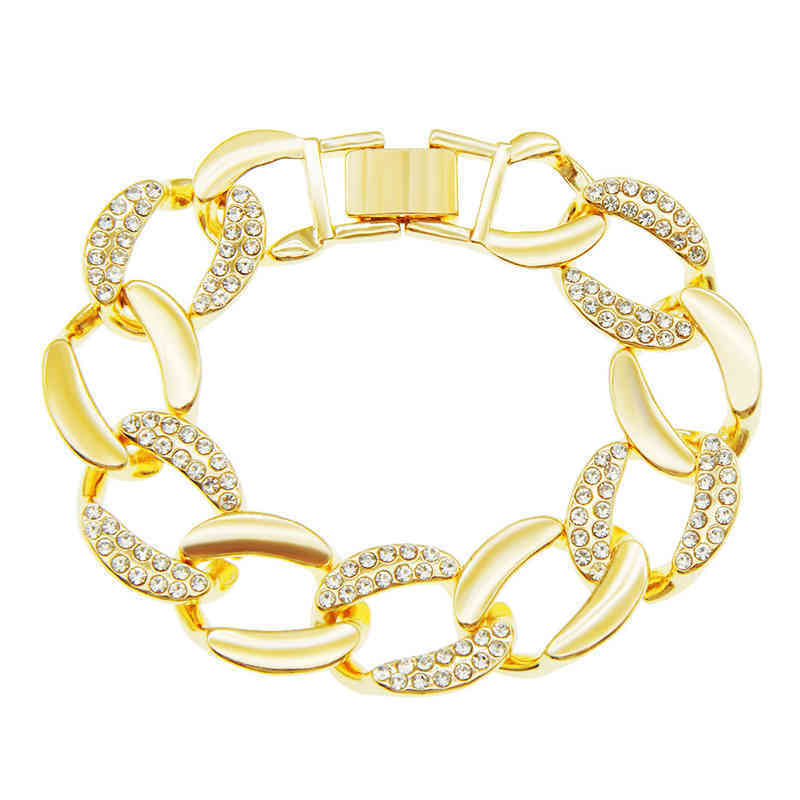 Ins wide diamond inlaid CUBAN CHAIN men's and women's fashion bracelet trendsetter Street hip hop, Gold
Ins wide diamond inlaid CUBAN CHAIN men's and women's fashion bracelet trendsetter Street hip hop, Gold