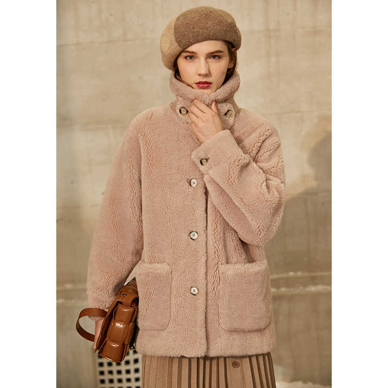 Minimalism Winter Coat Women Fashion Double-faced Fur Thick Lapel Single-breasted Warm Women's Woolen 12040297 210527