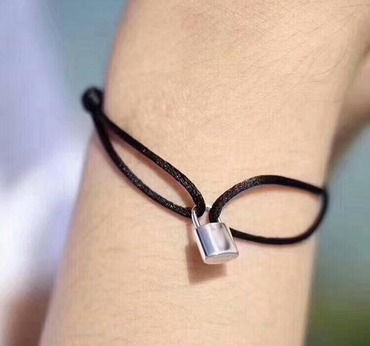 New Brand Lover Charm Bracelets Handmade Adjustable Rope Chain Bracelets Charm Lock Pendant Titanium Stainless Steel for gift With letter
