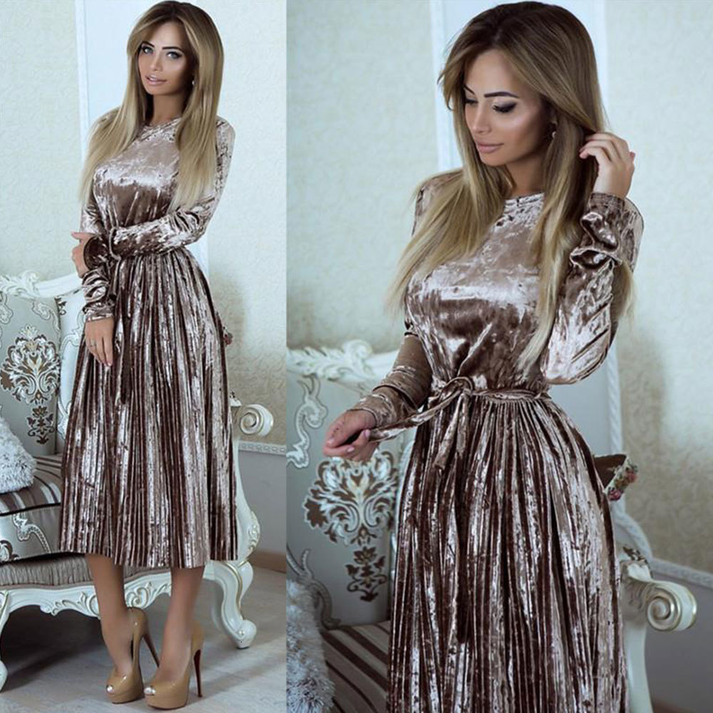 2021 New Women Elegant Sleeve o Neck Veet Long Vintage Solid Pleated Casual Belt Bodycon Midi Robe 41wt, Blue
2021 New Women Elegant Sleeve o Neck Veet Long Vintage Solid Pleated Casual Belt Bodycon Midi Robe 41wt, Blue