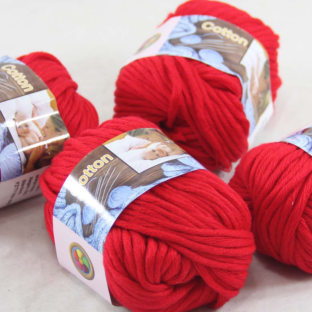 

Sale LOT 4 BallsX50g Special Thick Worsted 100% Cotton Yarn hand Knitting Red 422-17-4, Multi-colored