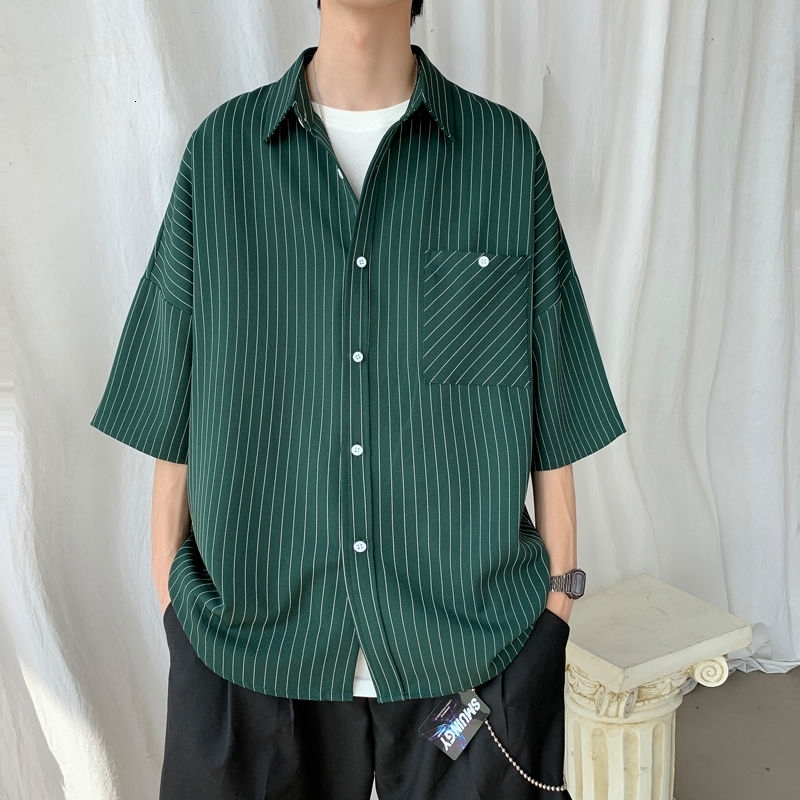 2021 New Men's Striped Short Sleeve Hawaiian Shirt Camisa Masculina Streetwear French Cuff Mens Fashion Shirts Large Size M-5xl 5tep, Green
2021 New Men's Striped Short Sleeve Hawaiian Shirt Camisa Masculina Streetwear French Cuff Mens Fashion Shirts Large Size M-5xl 5tep, Green