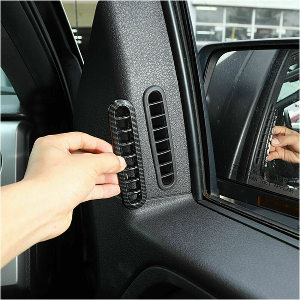 2Pcs Door Air Vent Ring Trim Decor Cover For Ford F150 Raptor 2009-2014 Carbon Fiber