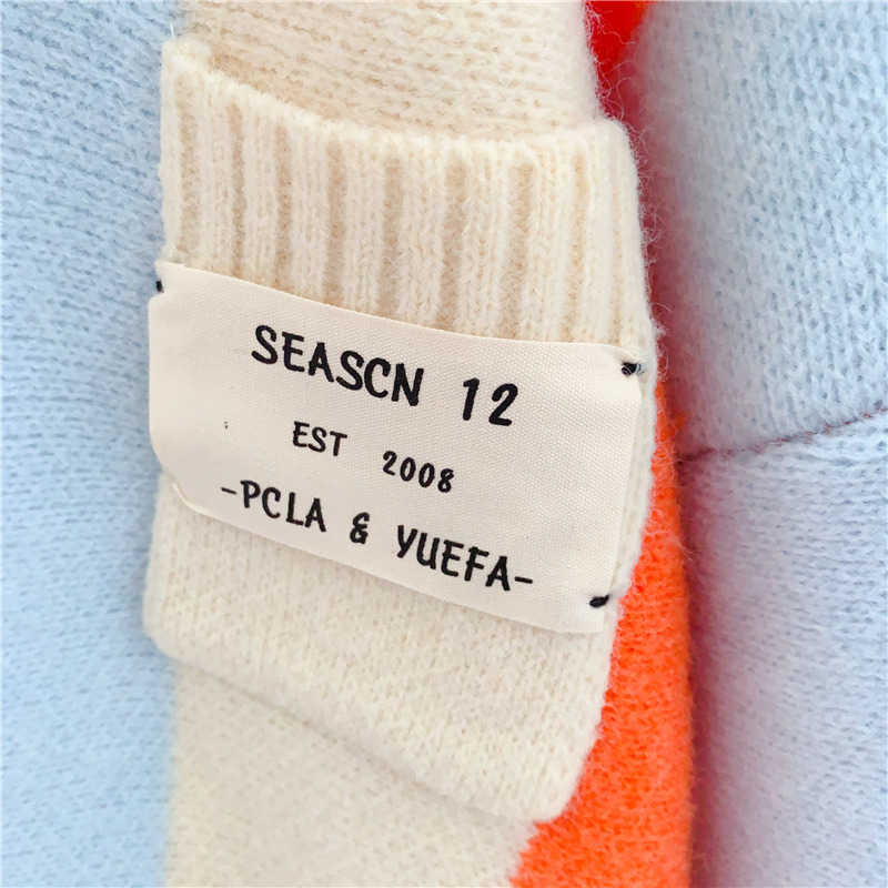 Korean Girls Sweaters Autumn Sweater Colorful Striped Cardigan Women's Single Breasted V-neck Knitwear Cozy Loose Cardigans 210930