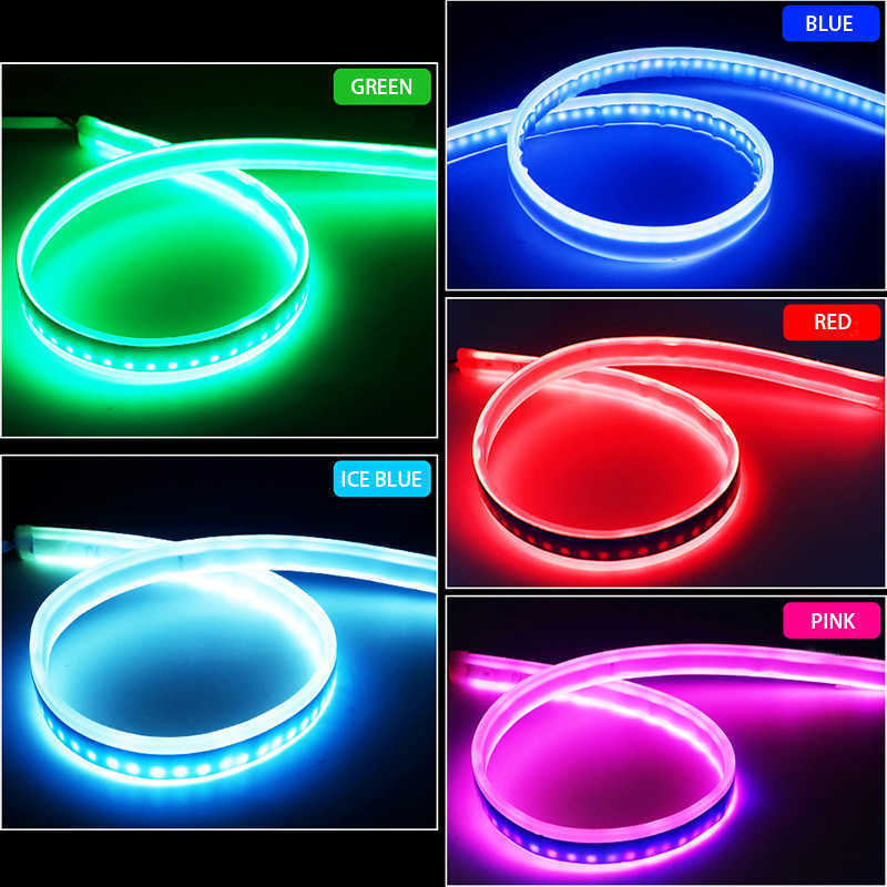 New 30 45 60CM Waterproof Car Headlight Decorative Led Streamer Light Strip Flexible Turn Signal DRL Daytime Running Lamp 12V