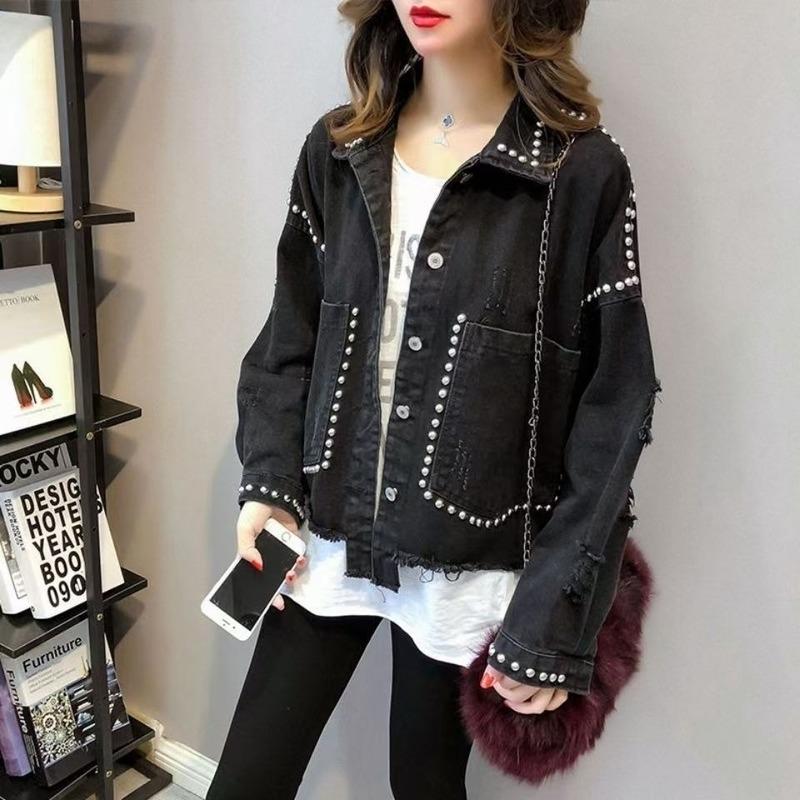 Women's Jackets Denim Women Basic Coats 2022 Spring Autumn Fashion Female Long Sleeve Rivet Casual Outerwear Jacket X104, Black;brown
Women's Jackets Denim Women Basic Coats 2022 Spring Autumn Fashion Female Long Sleeve Rivet Casual Outerwear Jacket X104, Black;brown