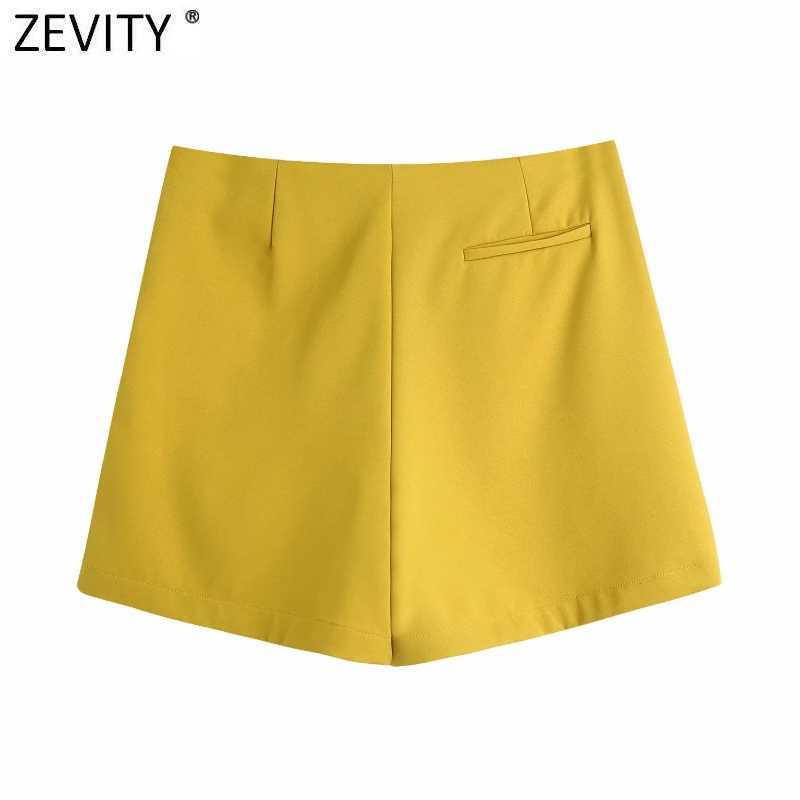 Zevity Women Fashion Solid Button Decoration Bermuda Shorts Female Streetwear Chic Side Zipper Pantalone Cortos P1020 210603