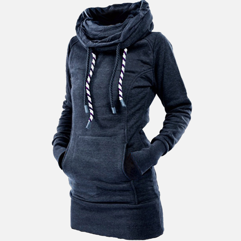Women Turtleneck Pullover Robe Plain Thick Hoodies Poleron Mujer Warm Tunic Sweatshirt Embroidered Star Long Hoodie Dress 201204