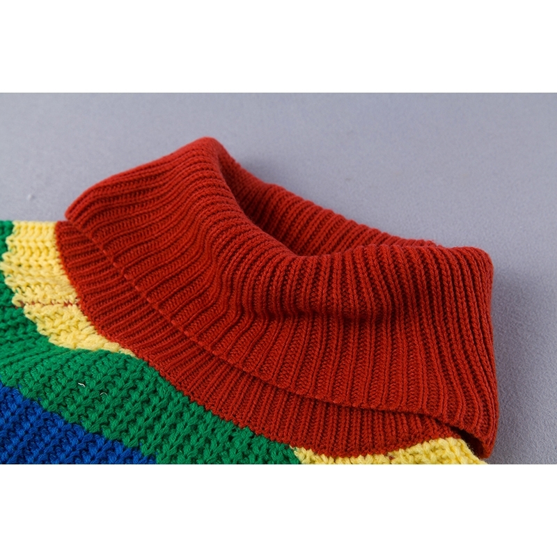 Simenual Rainbow turtleneck sweaters women winter jumpers knitted clothes fashion striped oversized pullover female sale T200101