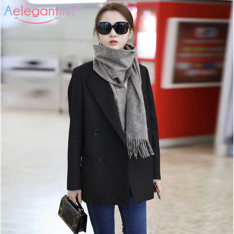 Aelegantmis Chic Double Breasted Women Blazer Jacket Casual Solid Notched Outerwear Elegant Ladies Suits Coat Spring Autumn 210607, Black
Aelegantmis Chic Double Breasted Women Blazer Jacket Casual Solid Notched Outerwear Elegant Ladies Suits Coat Spring Autumn 210607, Black