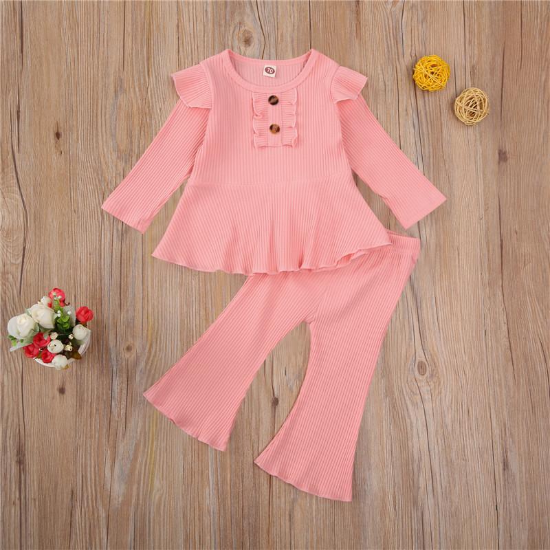 Clothing Sets 2021 Baby Solid Clothes Set Girls Long Sleeve O-neck Tops With Ruffle + Elastic Waist Flared Trousers For Spring Fall, White
Clothing Sets 2021 Baby Solid Clothes Set Girls Long Sleeve O-neck Tops With Ruffle + Elastic Waist Flared Trousers For Spring Fall, White