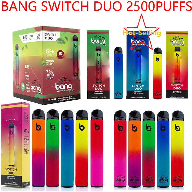 Bang Duo XXL Switch Disposable Vape Pen E Cigarette Device With 1100mAh Battery 7ml Pod Prefilled Catridge 2500 Puffs Bangs xxtra
Bang Duo XXL Switch Disposable Vape Pen E Cigarette Device With 1100mAh Battery 7ml Pod Prefilled Catridge 2500 Puffs Bangs xxtra
