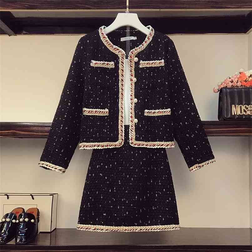 High Quality Balck Tweed Winter Chic Dot Jacquard Suits For Women Fashion Colorful woven trim Jacket +Mini Skirt 2 piece Sets 210602, Black
High Quality Balck Tweed Winter Chic Dot Jacquard Suits For Women Fashion Colorful woven trim Jacket +Mini Skirt 2 piece Sets 210602, Black