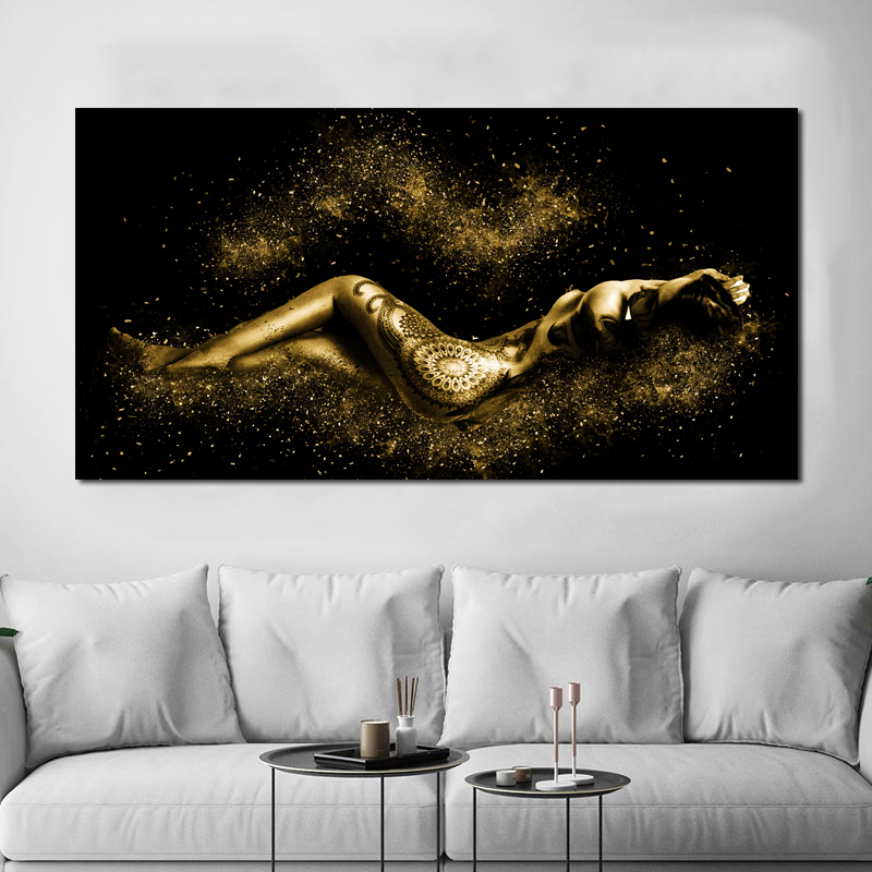 Abstract Sexy Gold Woman Body Pictures Canvas Painting Wall Art For Living Room Home Decoration Posters And Prints