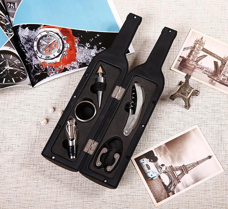 3pcs & 5pcs/set Wine Bottle Opener Stopper Pourer Accessories Corkscrew Kit Foil Cutter Holder Wine Opener Wine Tools Wholesale