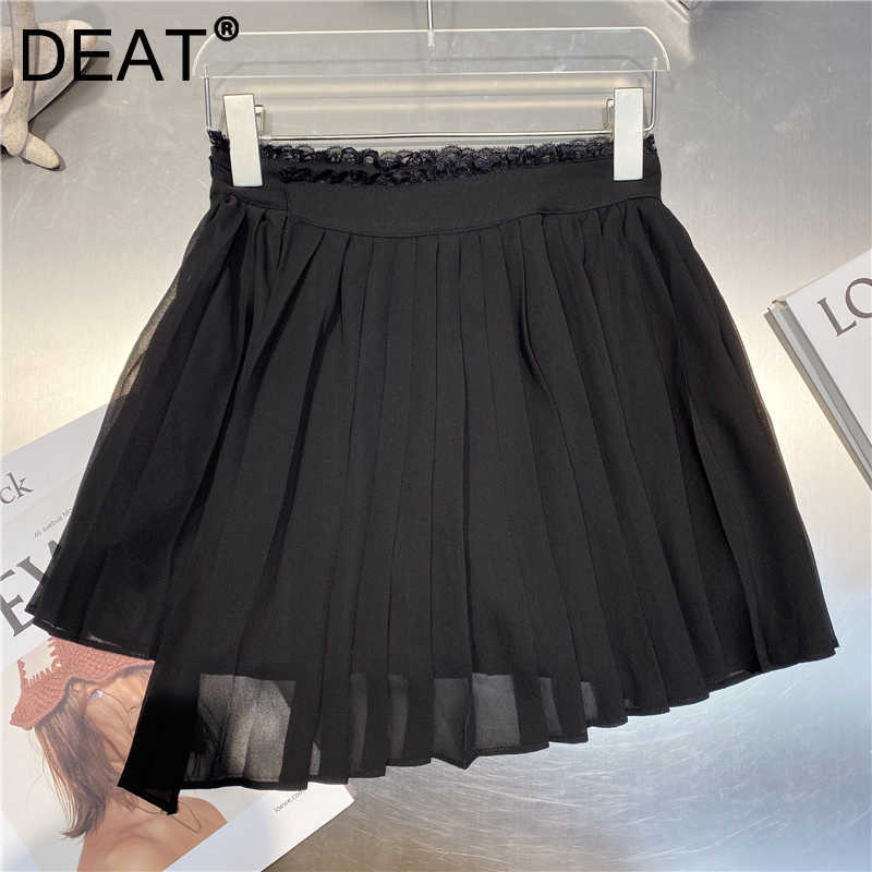 DEAT Women Pleated Lace Asymmetrical Skirt arrivals High Waist Temperament Fashion Spring Summer 11D1451 210709, White
DEAT Women Pleated Lace Asymmetrical Skirt arrivals High Waist Temperament Fashion Spring Summer 11D1451 210709, White