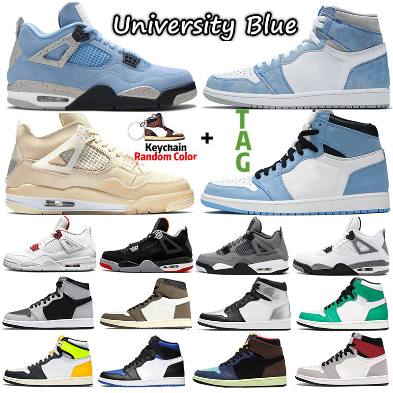 2021 Hyper Royal University Blue 4 4s Mens Basketball Shoes 1 1s Sail Obsidian White Silver Toe Black Cat Bred Shadow 2.0 Fire Red Men Sport Women Sneakers Trainers, 40