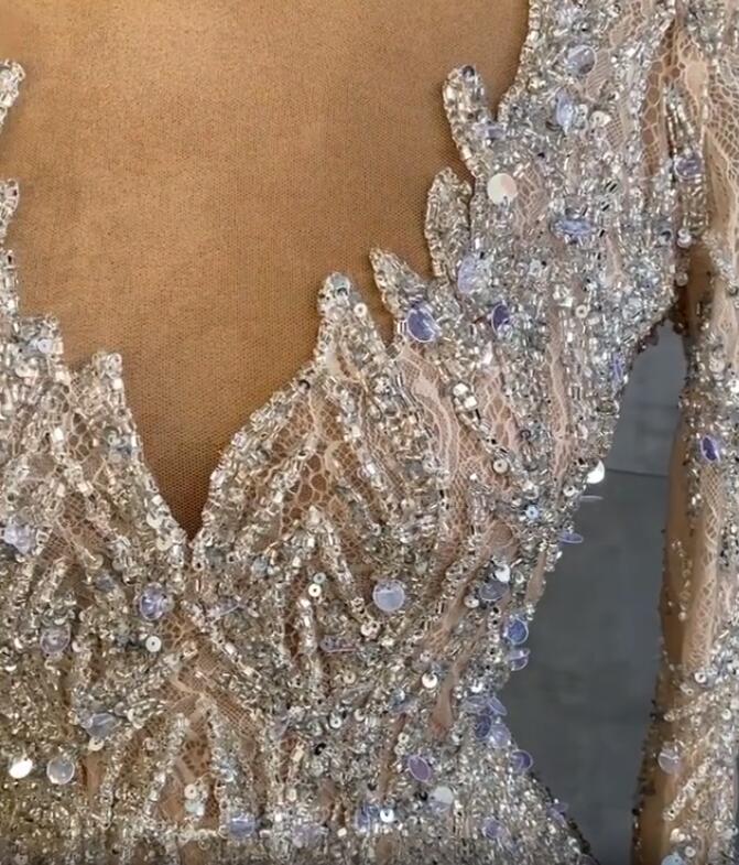 Aso Ebi 2021 Arabic Gold Luxurious Sparkly Evening Dresses Beaded Crystals Prom Dresses Lace Mermaid Formal Party Second Reception Gowns ZJ5