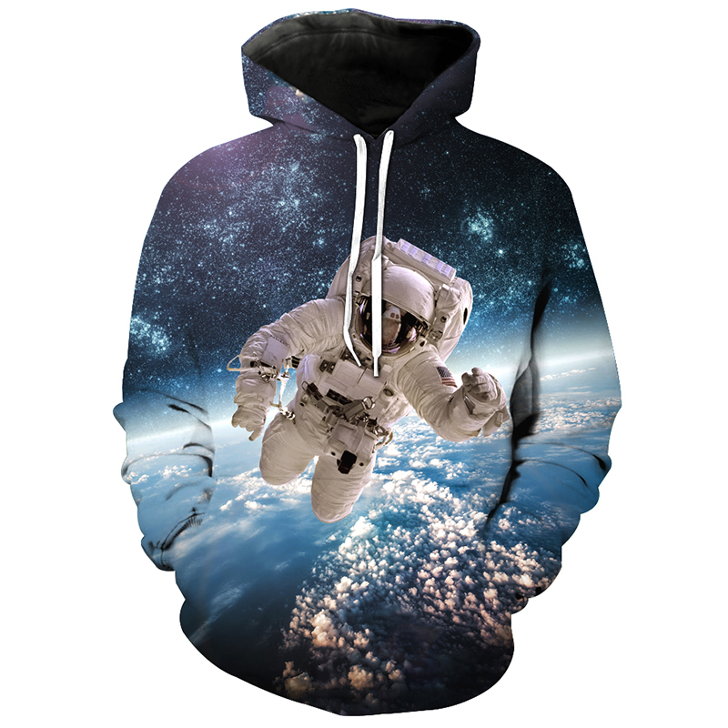 Cloudstyle 3D Hoodies Men Space Astronaut 3D Print Streetwear Long Sleeve Sweatshirts Hoody Pullover Fashion Tops Plus Size 5XL 201020
